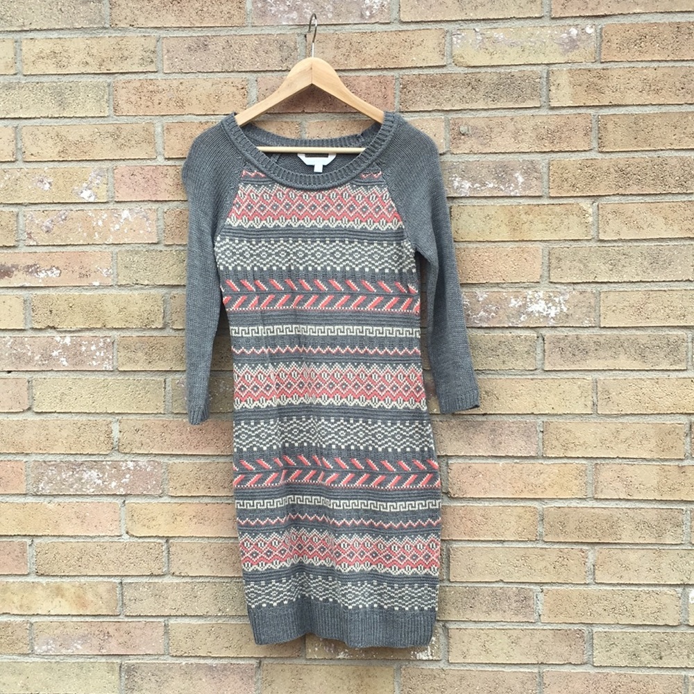 Grey and pink sweater dress
